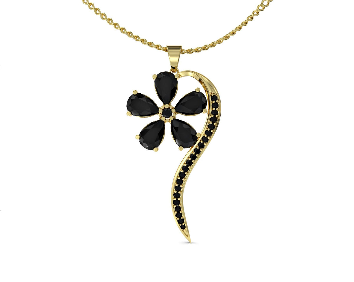Wish flower necklace studded with zircons