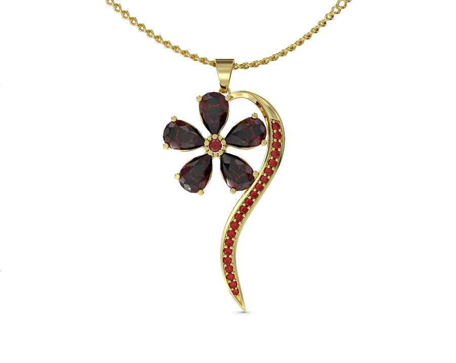 2 14K gold wish flower necklace set with crystal stones