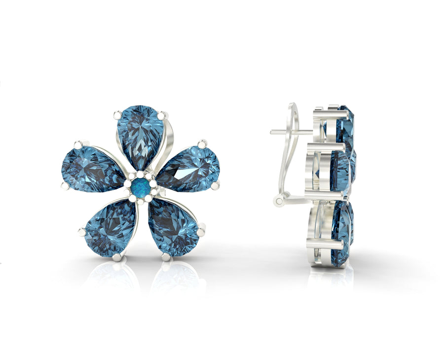 Gold earrings attached flower of wishes embedded with crystal stones 1