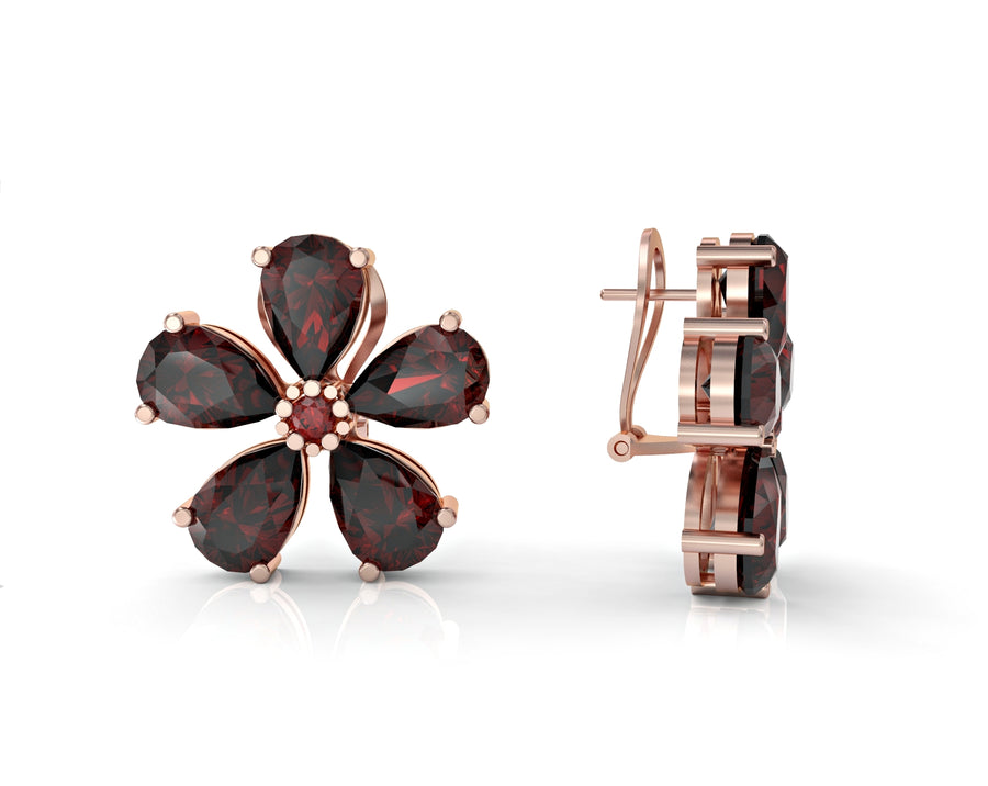 Gold earrings attached flower of wishes embedded with crystal stones 2