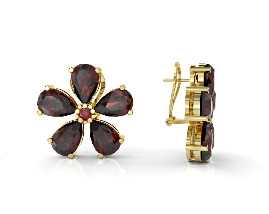 Gold earrings attached flower of wishes embedded with crystal stones 3