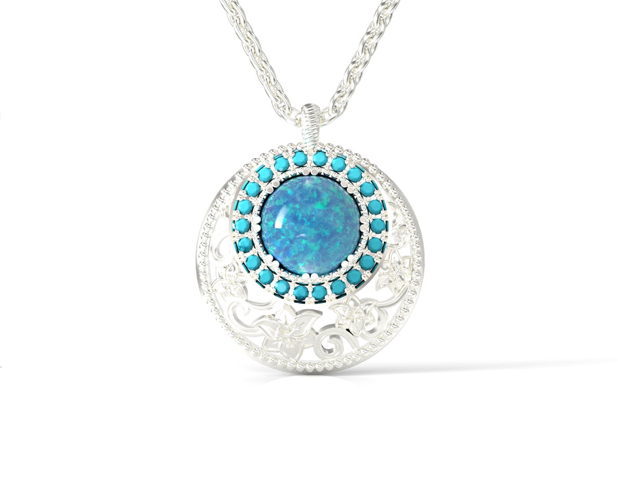 2 14K gold necklace with flower decorations inlaid with crystal stones