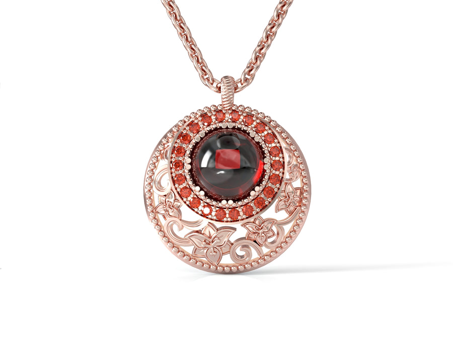 3 14K gold necklace with flower decorations inlaid with crystal stones