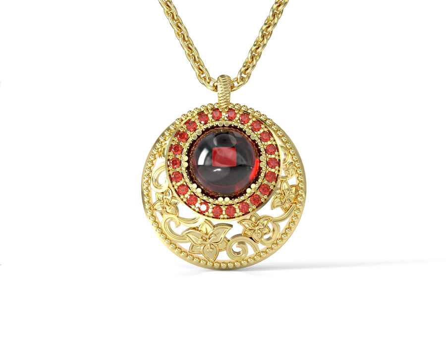 4 14K gold necklace with flower decorations inlaid with crystal stones