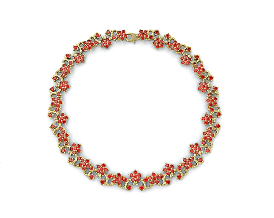3 flower series gold bracelet inlaid with crystal stones