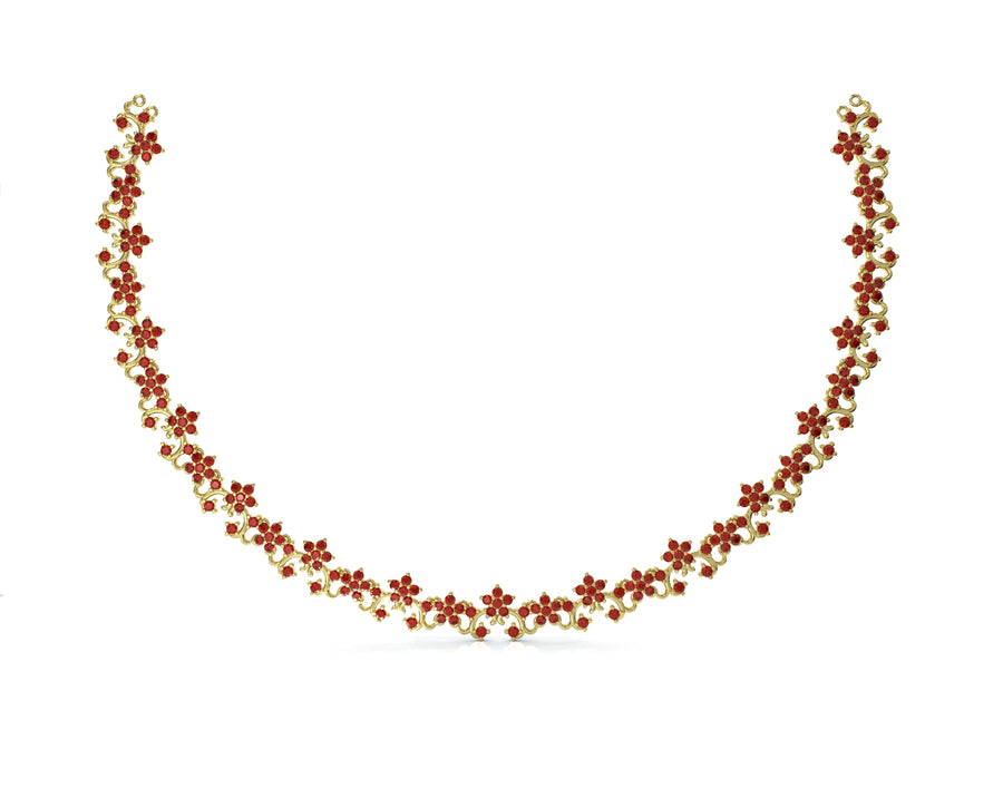 2 large gold chain flower series set with crystal stone