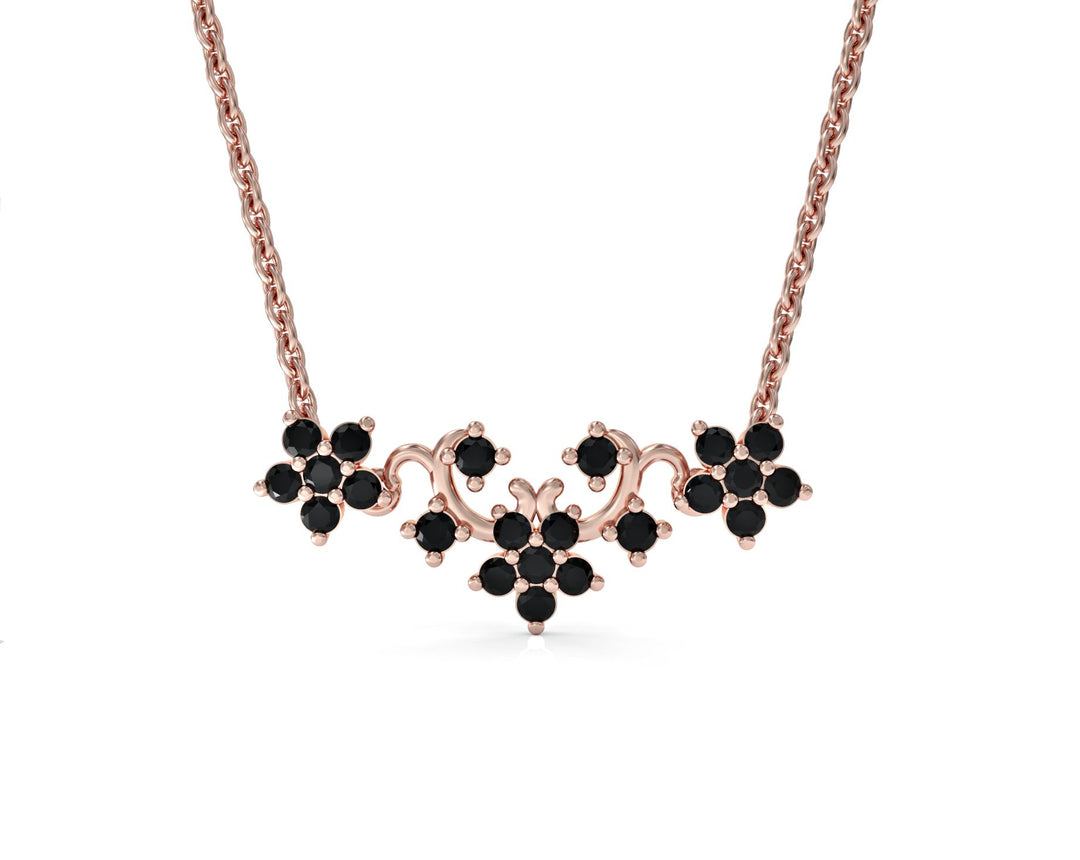 Flower series necklace studded with zircons