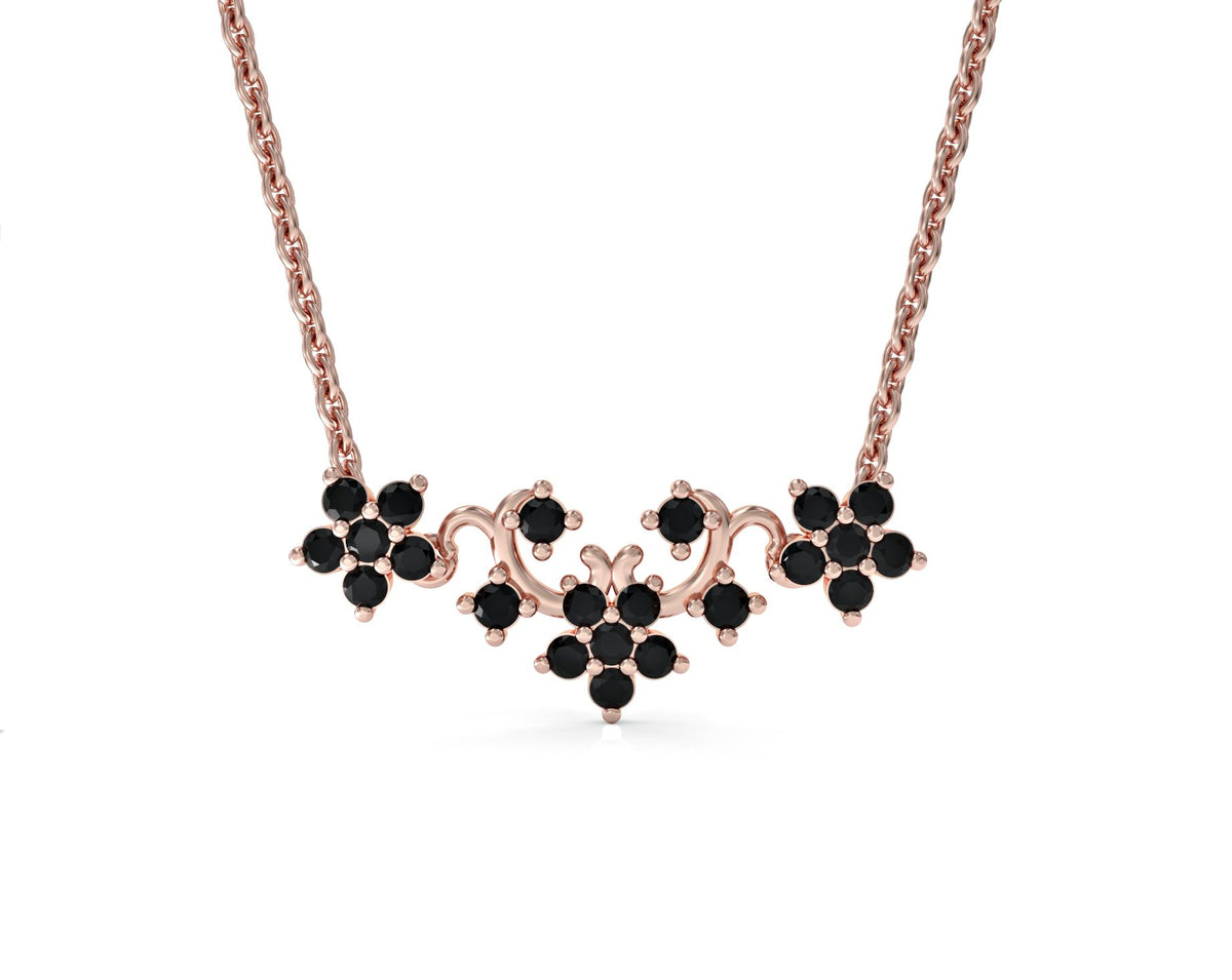 Flower series necklace studded with zircons