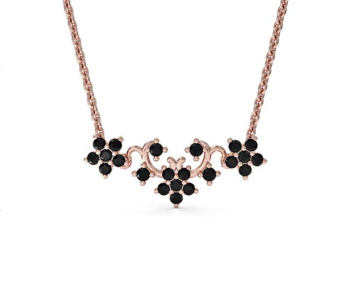 Flower series necklace studded with zircons
