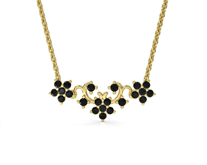 Flower series necklace studded with zircons