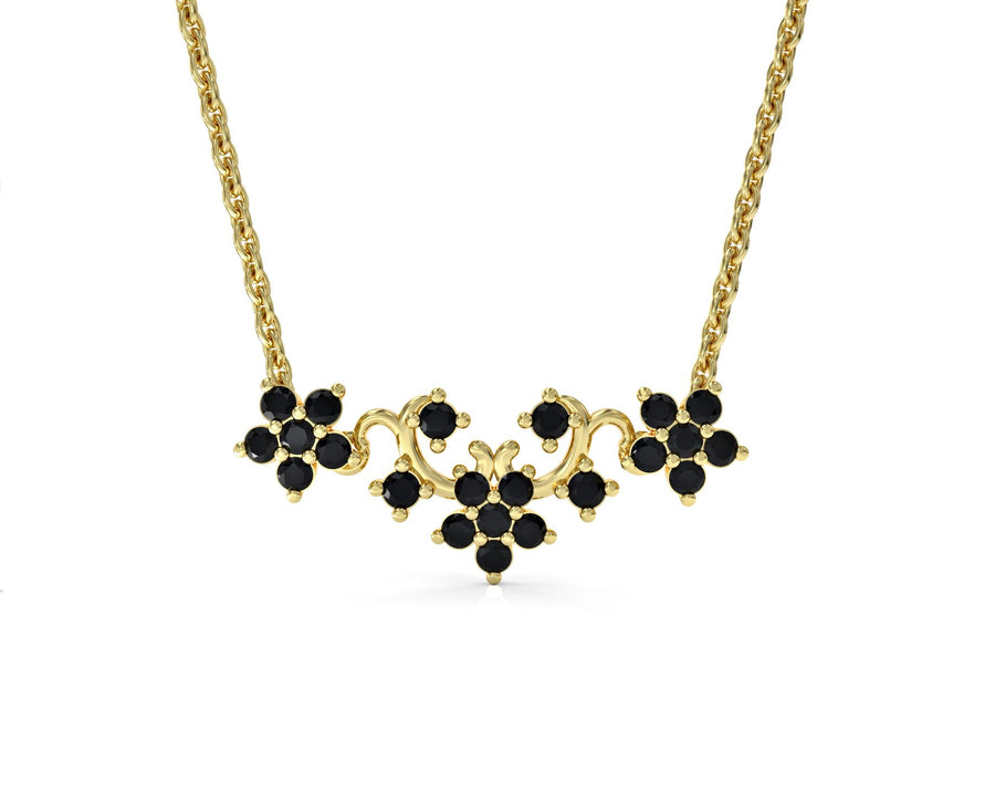 Flower series necklace studded with zircons