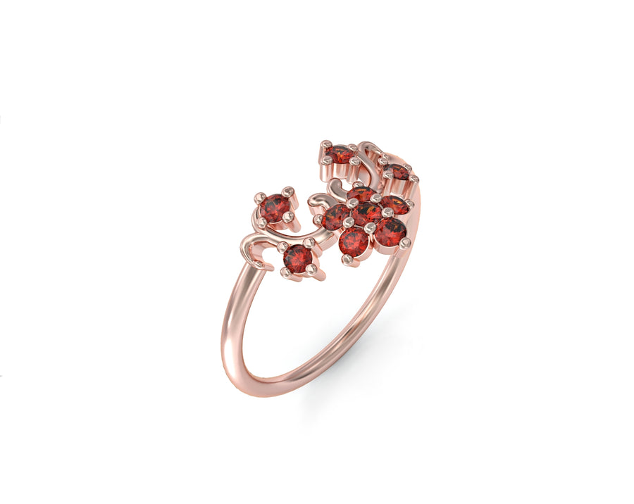 Gold ring flower series set with crystal stones 2