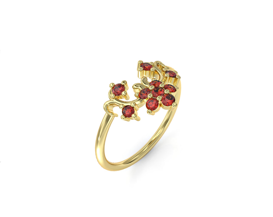 Gold ring flower series set with crystal stones 3
