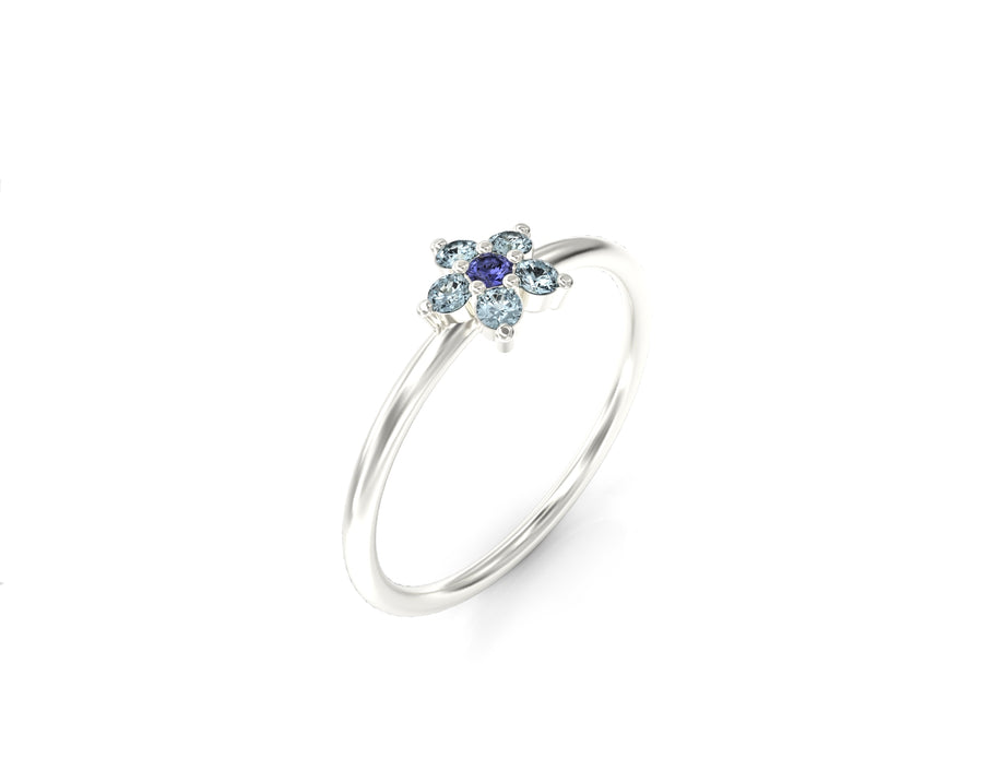 Single flower gold ring set with crystal stones 1