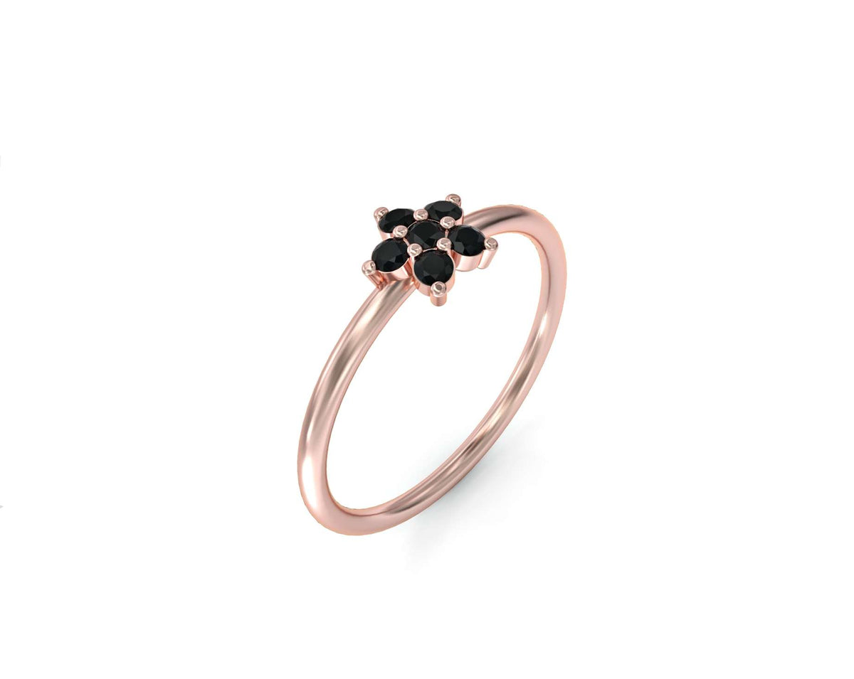 Single flower ring studded with zircons