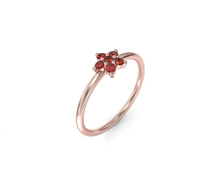 Single flower gold ring set with crystal stones 3