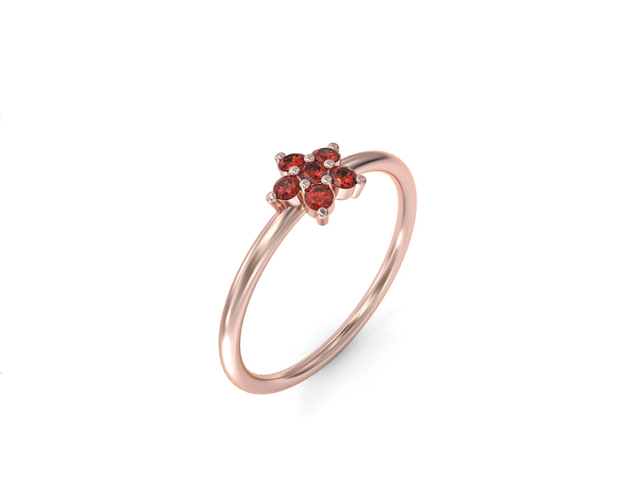 Single flower gold ring set with crystal stones 3