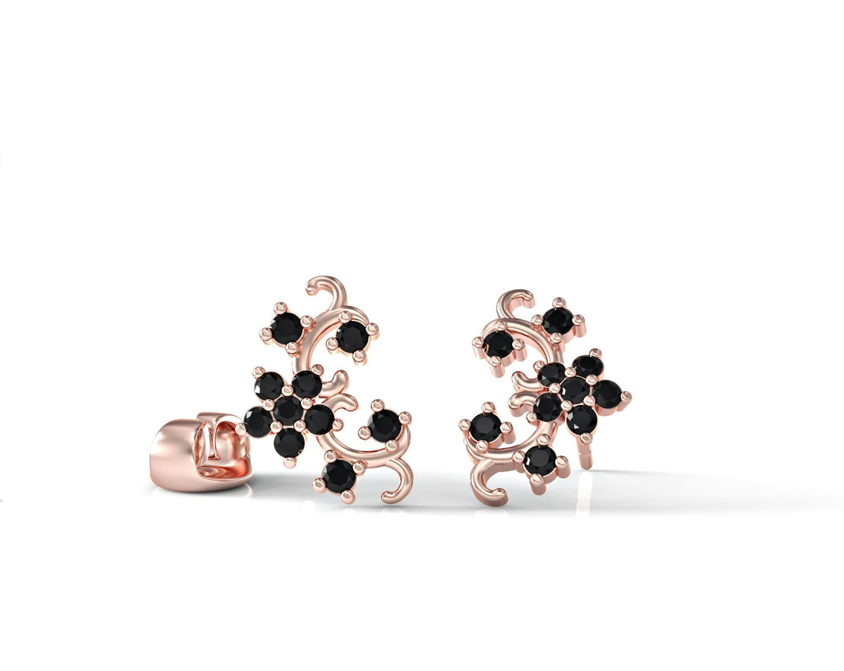 Earrings series of flowers studded with zircons