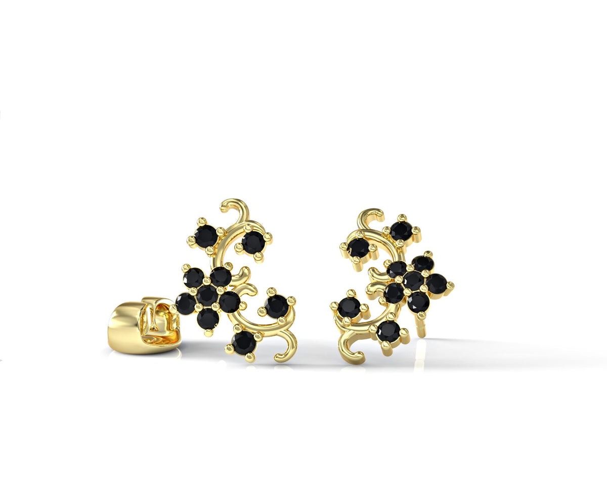 Earrings series of flowers studded with zircons