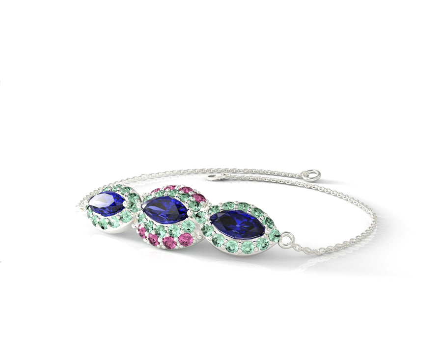 1 eye gold bracelet studded with crystal stones