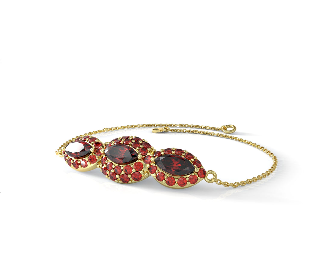 2 eye gold bracelet studded with crystal stones