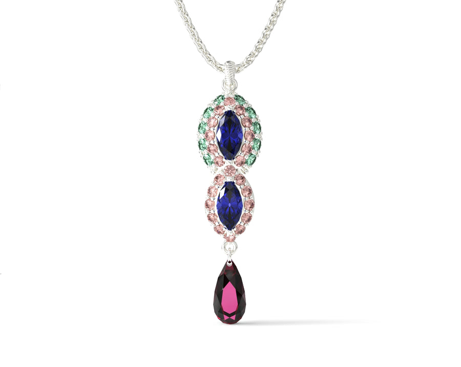 1 gold eye necklace set with crystal stones