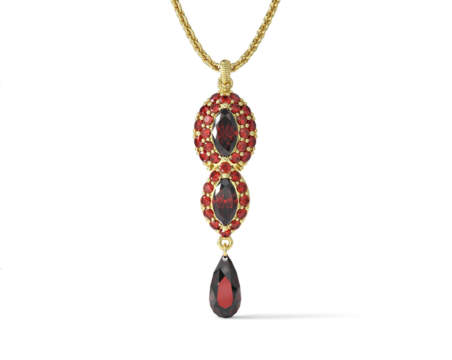 2 gold eye necklace studded with crystal stones
