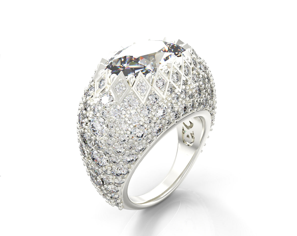 A continuous gold ring with a central stone
