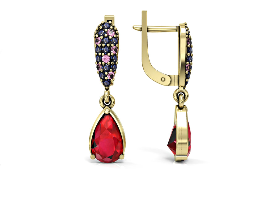 Crystal drop gold earrings embedded with crystal stones 4