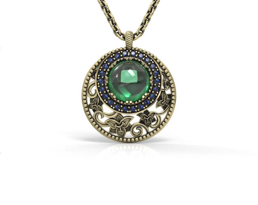 5 14K gold necklace with flower decorations inlaid with crystal stones