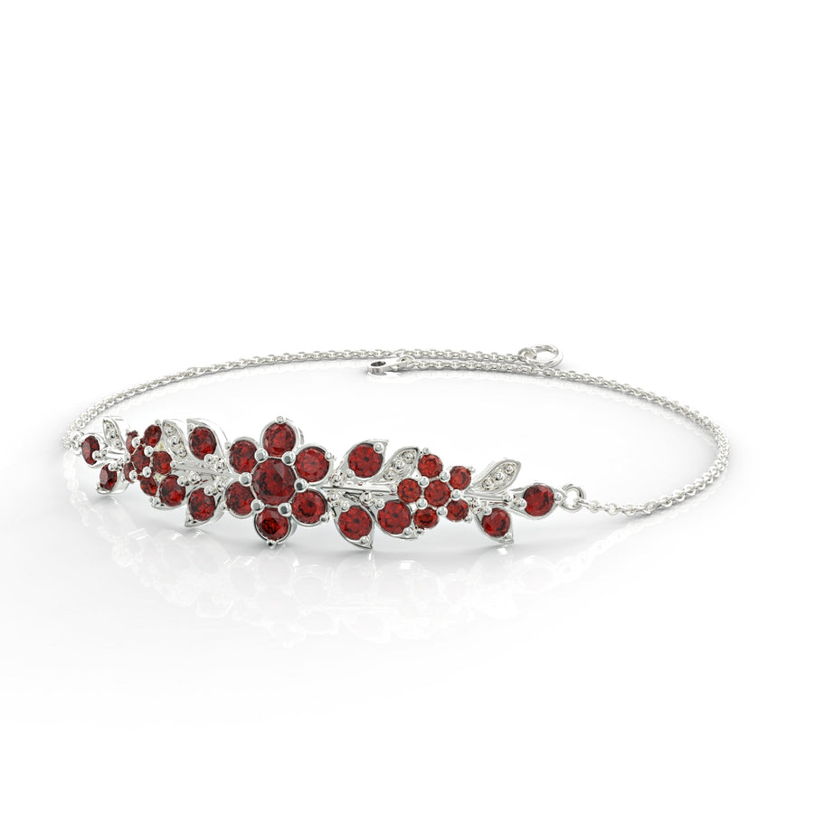 2 gold bracelet long flowering branch inlaid with crystal stones