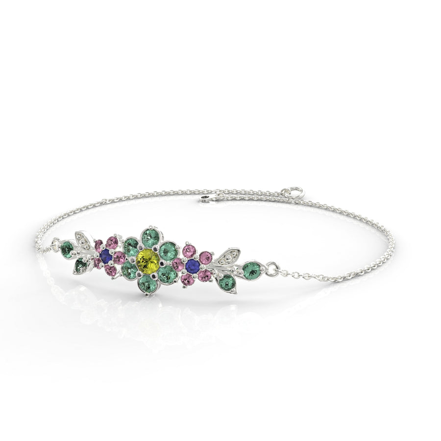 1 gold bracelet medium flowering branch inlaid with crystal stones