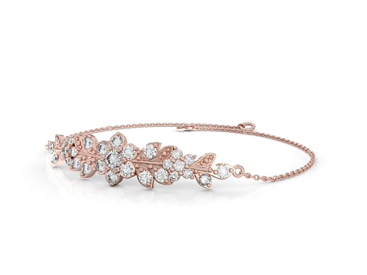 A long flowering branch bracelet studded with zircons