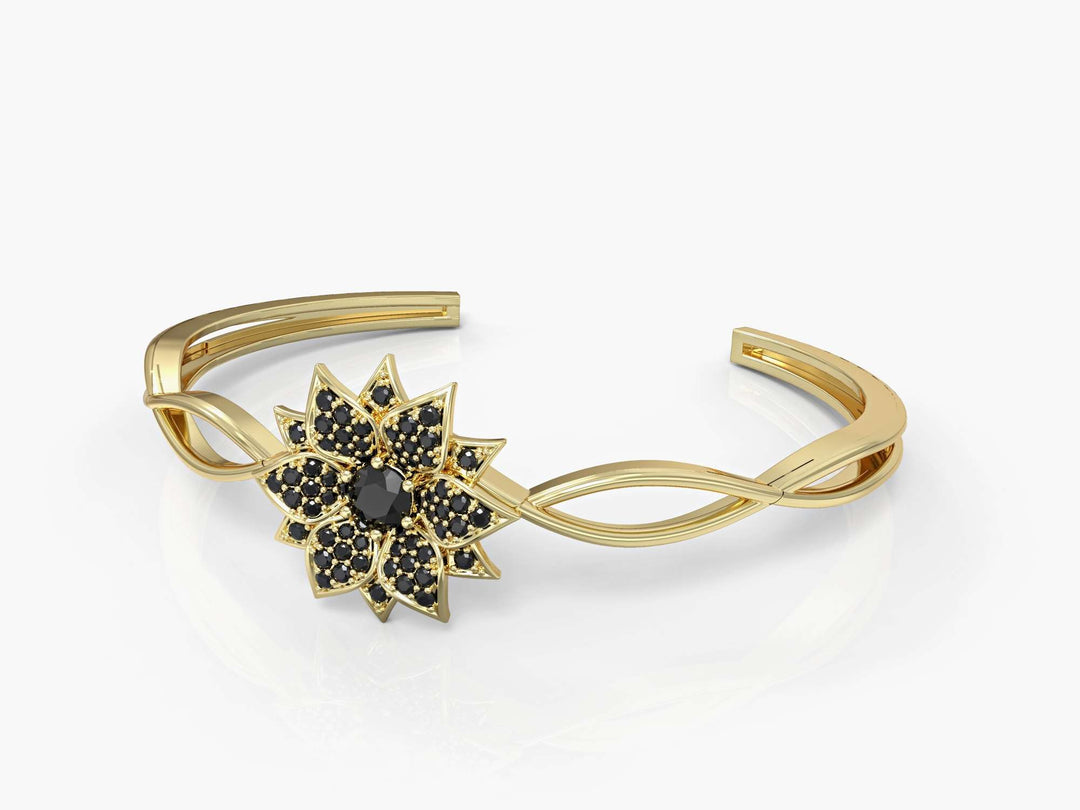 Amaryllis Inlaid Zirconia Gemstones Open bracelet