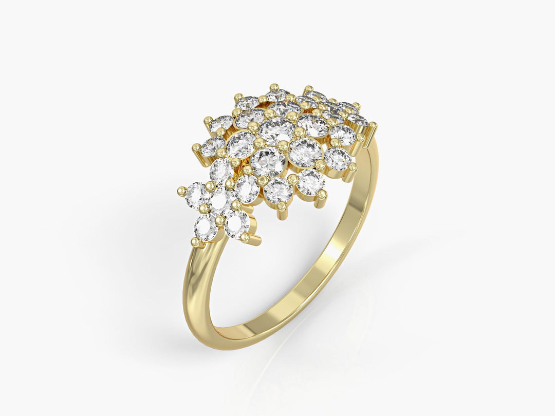 A floral rhombus ring studded with zircons