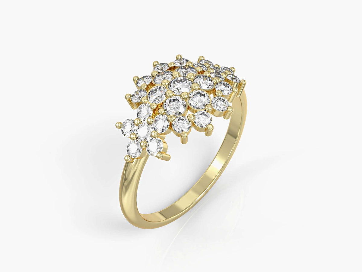 A floral rhombus gold ring