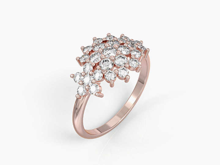 A floral rhombus ring studded with zircons
