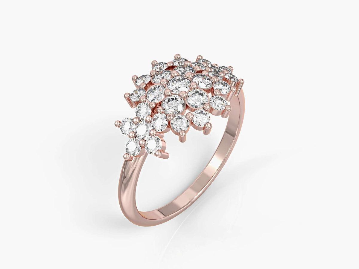 A floral rhombus gold ring