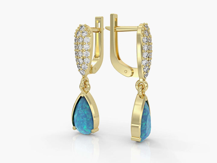 Gold earrings with opal drops