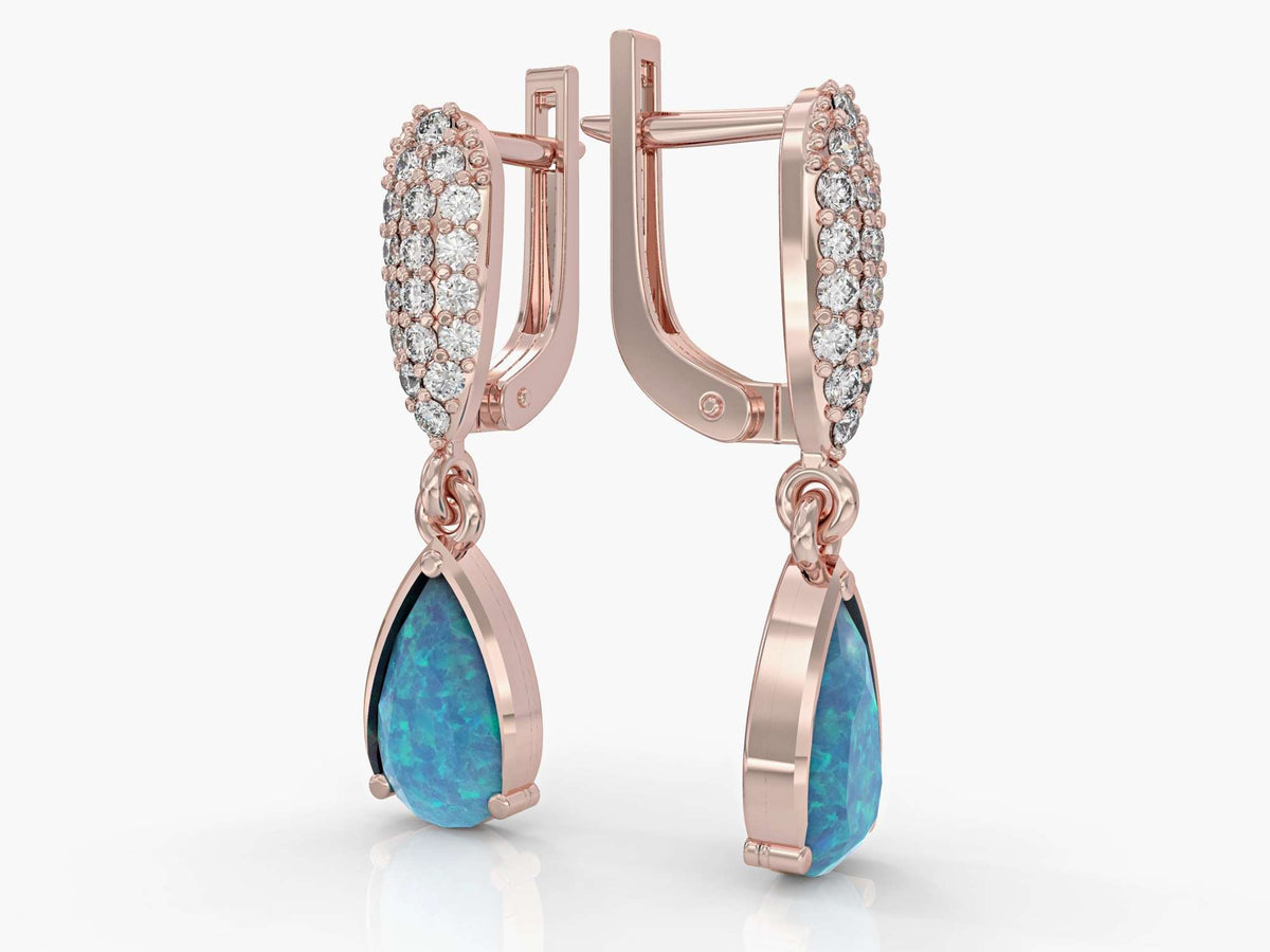Gold earrings with opal drops