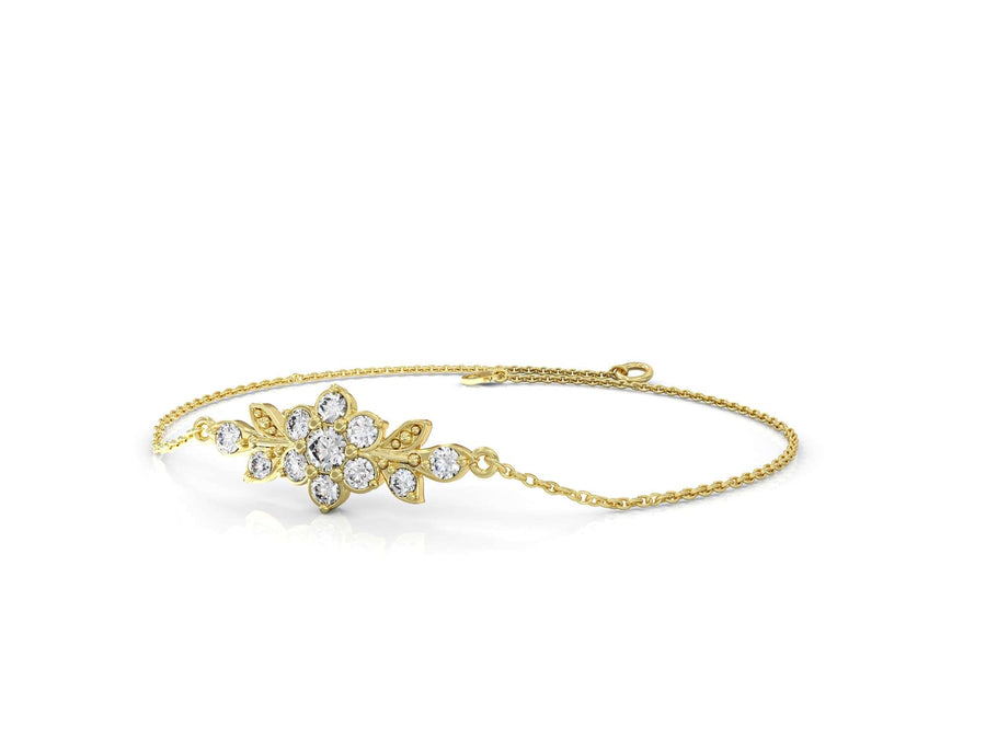 Short flowering branch bracelet studded with zircons