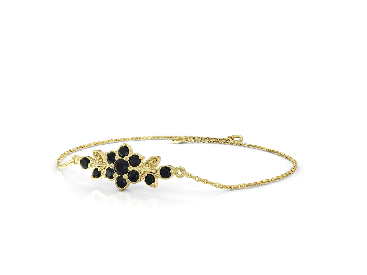 Short flowering branch bracelet studded with zircons