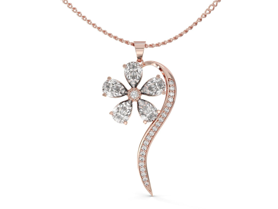 Wish flower necklace studded with zircons