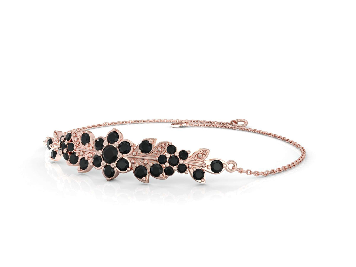 A long flowering branch bracelet studded with zircons