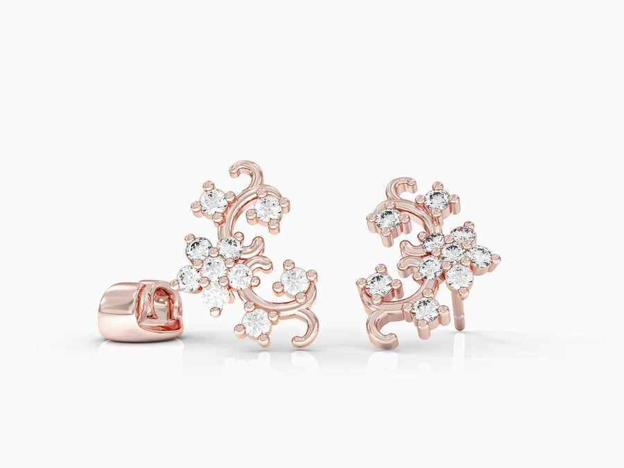 Gold earrings flower series