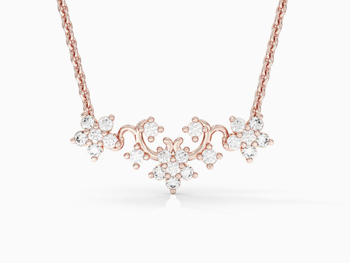 Flower series necklace studded with zircons