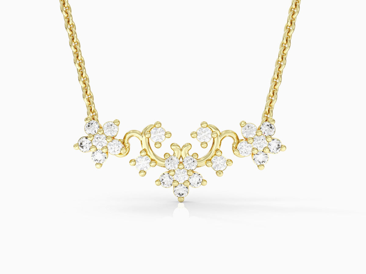 Flower series necklace studded with zircons