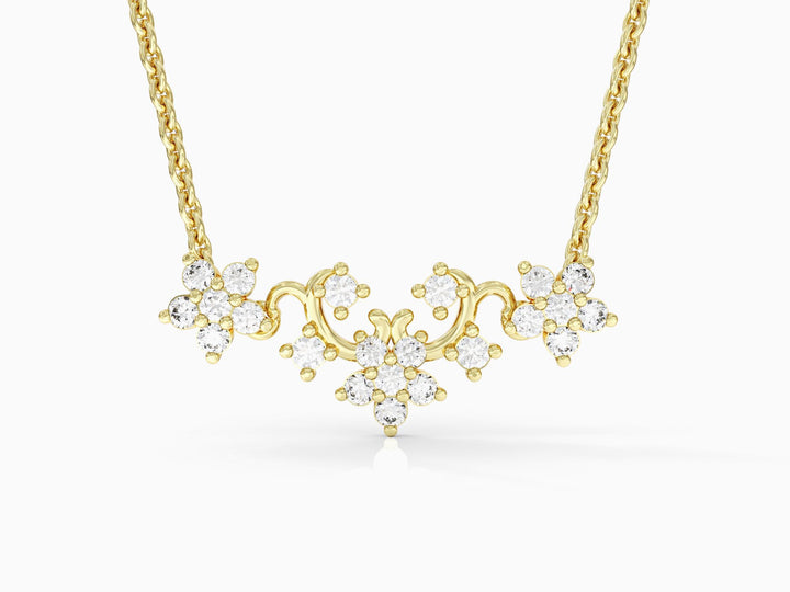 Flower series necklace studded with zircons