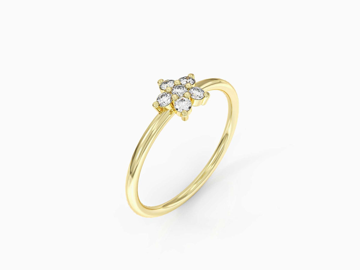 Single flower ring studded with zircons