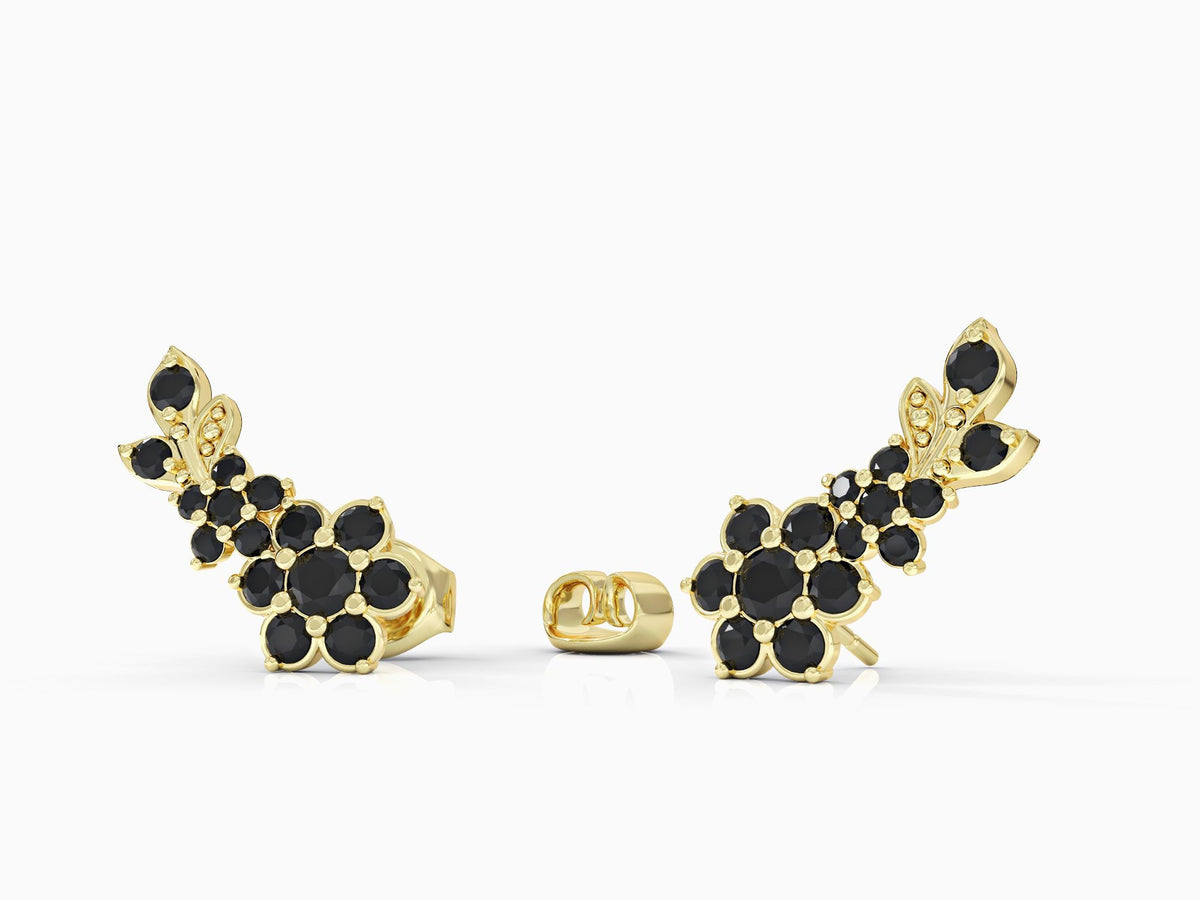 Earrings series of flowers studded with zircons